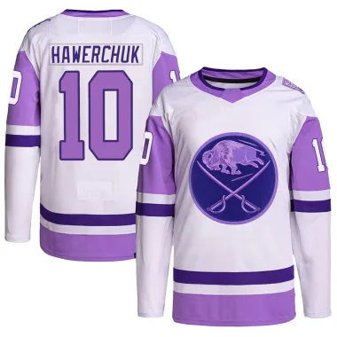 Authentic Dale Hawerchuk White/Purple Buffalo Sabres Hockey Fights Cancer Primegreen Jersey - Youth