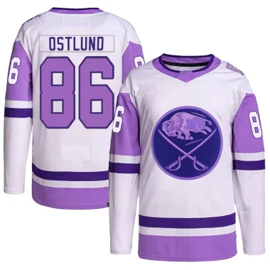 Authentic Noah Ostlund White/Purple Buffalo Sabres Hockey Fights Cancer Primegreen Jersey - Youth