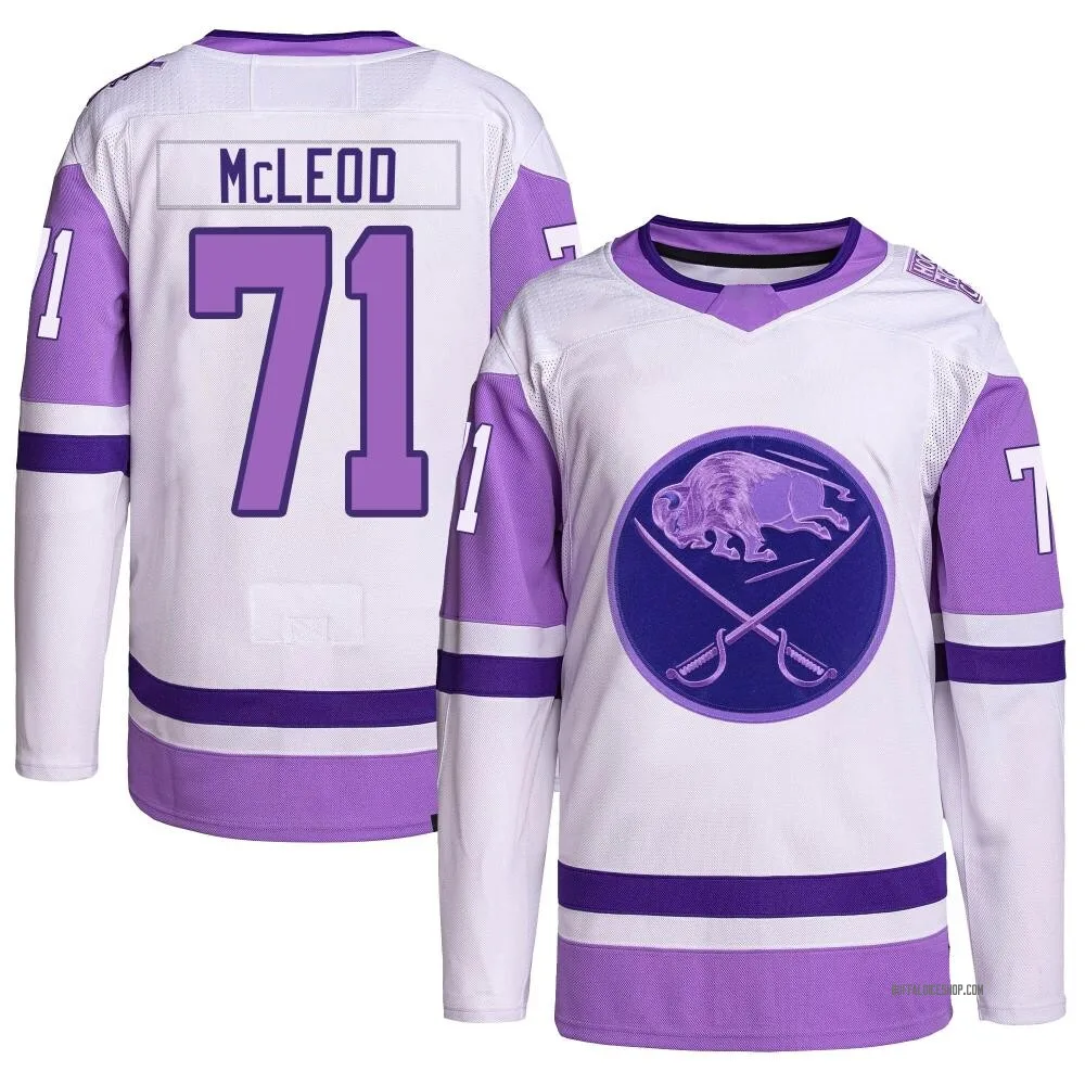 Authentic Ryan McLeod White/Purple Buffalo Sabres Hockey Fights Cancer Primegreen Jersey - Youth
