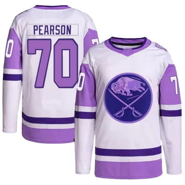 Authentic Tanner Pearson White/Purple Buffalo Sabres Hockey Fights Cancer Primegreen Jersey - Youth