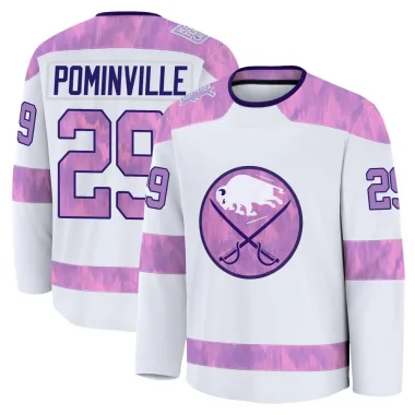 Premium Jason Pominville White Buffalo Sabres 2024 Hockey Fights Cancer Practice Jersey - Men's