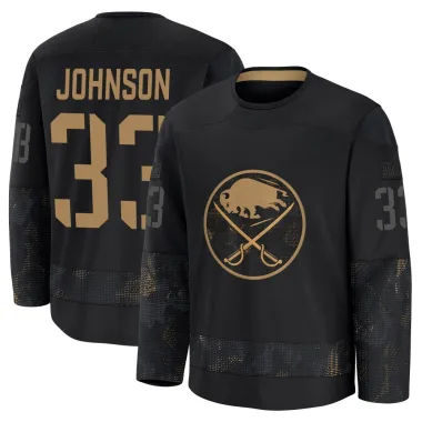 Premium Ryan Johnson Black Buffalo Sabres 2024 Military Appreciation Practice Jersey - Men's