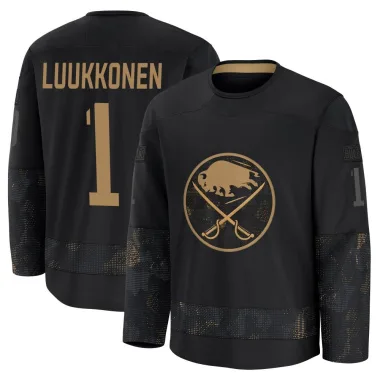 Premium Ukko-Pekka Luukkonen Black Buffalo Sabres 2024 Military Appreciation Practice Jersey - Men's