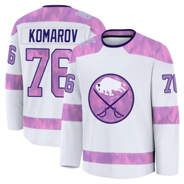 Premium Vsevolod Komarov White Buffalo Sabres 2024 Hockey Fights Cancer Practice Jersey - Youth