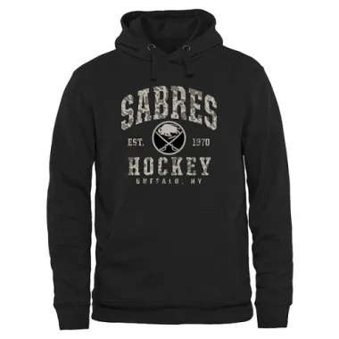Black Buffalo Sabres Camo Stack Pullover Hoodie - Men's
